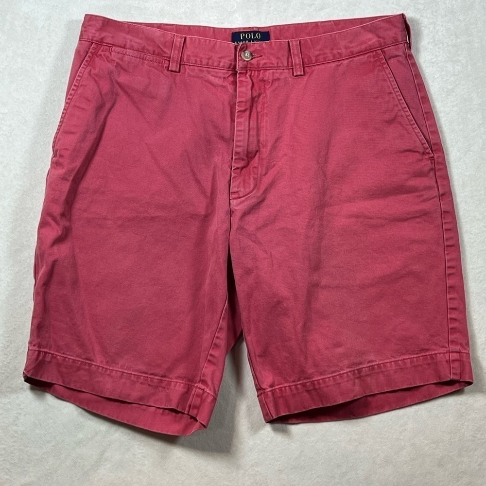 Polo Ralph Lauren 34W Red Classic Fit Chino Cotton Twill Shorts EUC